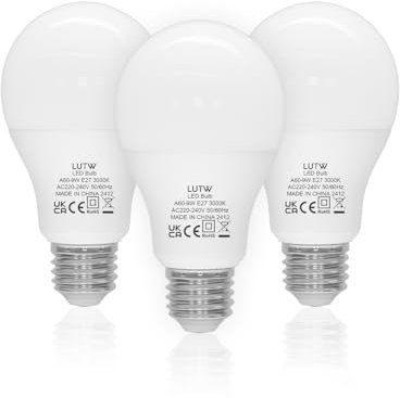 LUTW E27 LED Lampe, 9W LED Birne ersetzt 60 Watt Glühbirne E27, 3000 Kelvin Warmweiß A60 Leuchtmittel 900LM, 220° Abstrahlwinkel Energiesparlampe, Nicht Dimmbar, 3 Stück