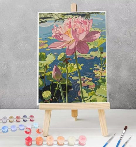 Peinture par Numero Adulte Fleur Numero d'art Rose DIY Peinture à l'huile par Numéros sur Toile Artisanat avec Pinceaux Acryliques, Tableau avec Numéro Adulte Cadeau 50x65 cm Model YEYUMEOZ7-L