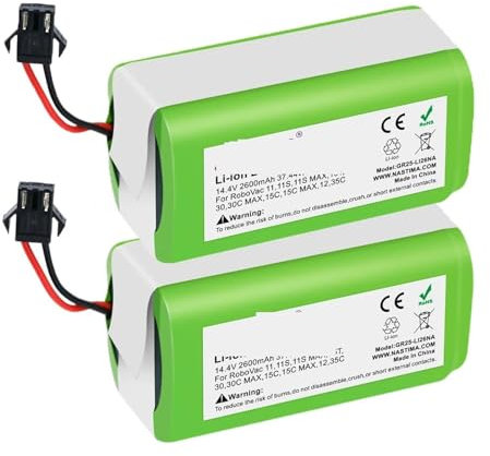 Accesorios De Repuesto 2 Baterías De Repuesto De Iones De Litio De 14,4 V Y 2600 MAh, Compatibles con Aspiradoras Conga 990, 950, 1090, 1790 Y 1990.