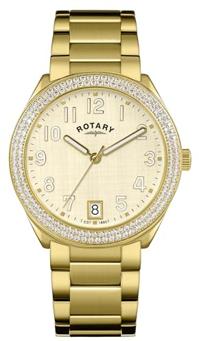 Rotary Ladies Brilliance Stone Set Gold Plated Bracelet Watch