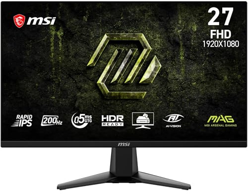 msi MAG 275FA E20 Monitor Gaming 27 FHD 1920x1080 Rapid IPS, 200 Hz, 0,5 ms, HDR Ready, Adaptive Sync, Eye Care, AI Vision, HDMI 2.0b, DP 1.2a, senza cornice, compatibile VESA