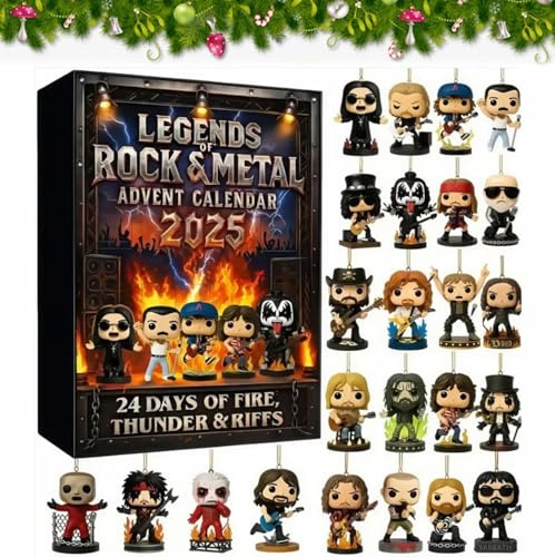 Legends of Rock & Metal Advent Calendar 2025, 24 Days Countdown Calendar with 2D Musical Character Collectibles, Gifts for Rock & Metal Fans, Suitable for Christmas