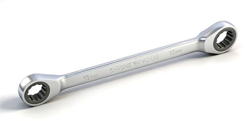 CanQuanSWZX Doppel Ratschenringschlüssel 13 x 15 mm mit 72 Zähnen, Umschaltbar, 5° Schwenkwinkel, Robuster Ringschlüssel Ratsche aus Chrom-Vanadium-Stahl für präzises Arbeiten