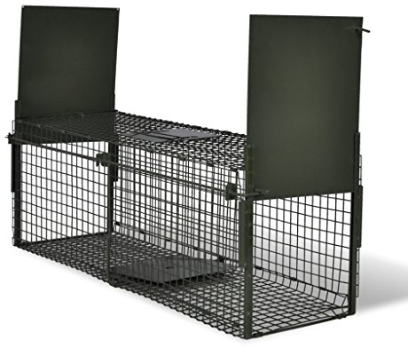 Lebendfalle mit 2 Türen, stabil Drahtgitter verstärkter Rahmen kleine Maschenlöcher 100 x 26 x 31 cm für ungebetene Tiere