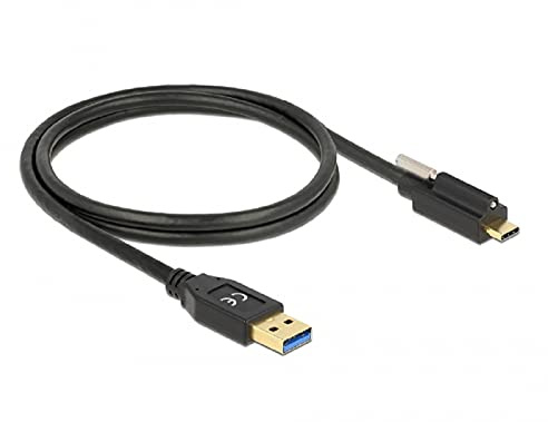 Delock SuperSpeed USB 10 Gbps (USB 3.2 Gen 2) Kabel Typ-A Stecker zu USB Type-C™ Stecker mit Schraube oben 1 m