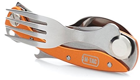 M-Tac Tenedor 3 en 1 – Utensilio abrebotellas con cuchara y mosquetón (3 en 1)