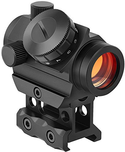 MidTen 2MOA Red Dot Sight, 1x25mm Reflex Sight Waterproof & Shockproof & Fog-Proof Red Dot Scope with 1 inch Riser Mount, Black