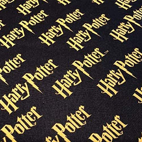 Stoff, Harry-Potter-Motiv, 100% Baumwolle VISF53 Harry Potter - Logo auf Schwarz