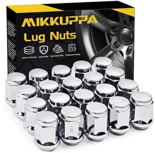 MIKKUPPA M12x1.5 Lug Nuts - Replacement for Ford Fusion, Focus, Escape Aftermarket Wheel - 20pcs Chrome Closed End Lug Nut