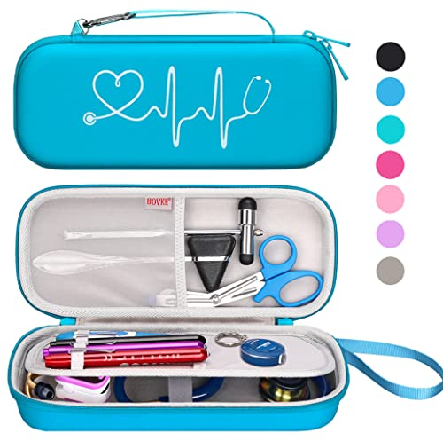BOVKE Stethoskop Hartschale, passend für 3M Littmann Classic III, Lightweight II S.E, Kardiologie IV, MDF Acoustica Leichtes Stethoskop extra Platz passend für Zubehör Penlight und EMT, Türkis