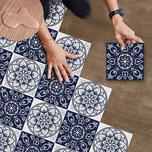 Hiser DIY Autocollant de Plancher de Carreaux, Auto-adhésif PVC Carrelage Sol Sticker Imperméable Antidérapant 3D Muraux Autocollants Décoration pour Cuisine Salle de Bain Salon (A,25pcs)