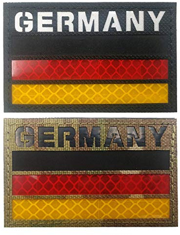 Deutschland Reflektierende IR-Flagge Patch Militärische Taktik Moral Patch Europa Abzeichen Emblem Applique Patches Aufbügeln auf Kleidung Rucksack Zubehör mit Hook & Loop Black Camo