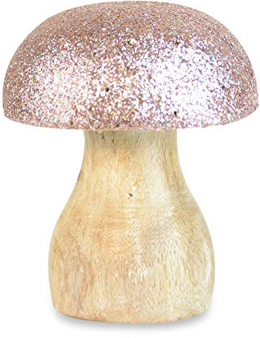 Riffelmacher Dekoration Pilz Mangoholz 74583-8cm - Utopiaglitter Rosa - Weihnachtsdekoration zum Hinstellen Weihnachten Heiligabend Standdeko