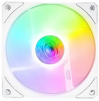 Cooler Master SickleFlow 120 ARGB White Edition Case & Cooling Fan - ARGB Motherboard Compatible, White Air Balance Blades, 62 CFM, 2.5 mmH2O, 8 to 27 dBA - ARGB