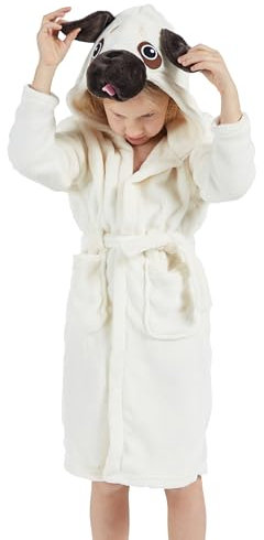 Taigood Mädchen Bademantel Weiche Fleece Robe mit Taschen, Niedlichen Cartoon-Muster Stil, Hund