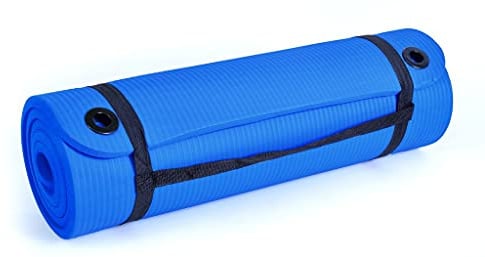 SMJ Sport Fitness Fitnessmatte mit Tragegurt und Ösen | Yogamatte rutschfest weich und weich | Dicke Gymnastikmatte für Gelenke | Blau, 183 x 61 x 1,5 cm