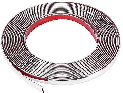 X AUTOHAUX Zierleiste 8m x 15mm Selbstklebend Chrom Zierleisten PVC Chromleiste für Türdekoration