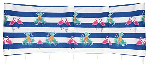SPRINGOS Windschutz und Sichtschutz am Strand Flamingos Ananas Paravent 8 m