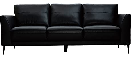 Miliboo 3-Sitzer schwarzes Ledersofa Joplin - Büffelleder