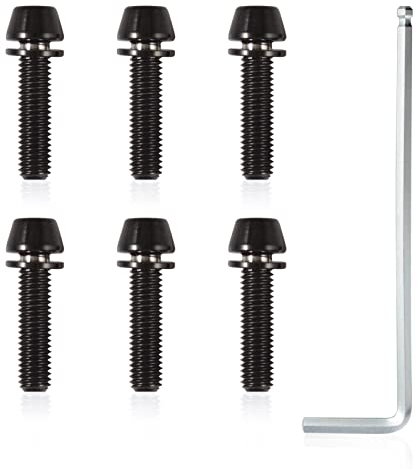 SPEEDWOX Sechskantschrauben mit Sechskantschlüssel, Titan M5 x 20 mm mit Unterlegscheibe, MTB, Rennrad, Mountainbike, Fahrrad, Vorbauschrauben, schwarz, 6 Stück