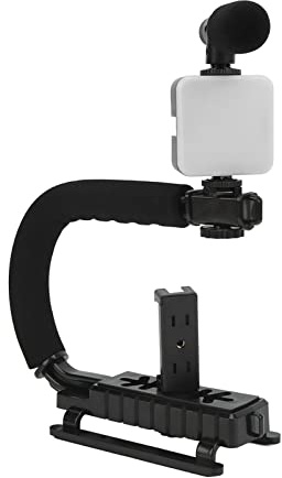 U Grip Handheld Video Rig, Handheld DSLR Stabilizer Handheld Video Action Stabilizing Grip mit Bluetooth-Fernbedienung, Kompatibel mit DSLR-Handykamera-Camcorder, für Vlogging-Filmemachen