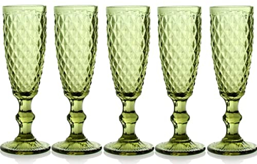GICOS SRL Set 6 bicchieri calici flute 140 ml in vetro bicchieri spumante classico colore verde GIN-829642