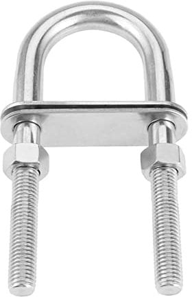 Runder U-Bolzen aus Metall, Edelstahl 304 U-Form-Bolzen M12 × 150 mm Länge Stahl mit Sechskantmutter, Platte, Unterlegscheibe zur Befestigung von Rohrleitungen, 1 Stück