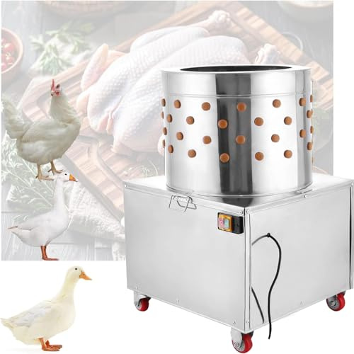 SDKEHUI Rupfmaschine für Geflügel aus Edelstahl, 1500 W Leistung, Ø50cm Trommel, Rupfmaschine Enten, Nassrupfmaschine, Kaltwasseranschluss, Auswurfrutsche, für 2-4 Hühner