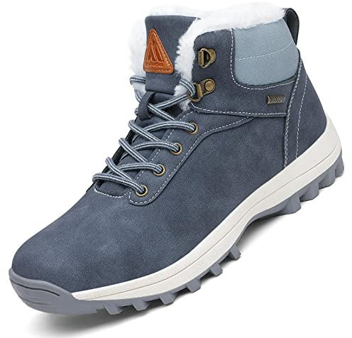 Mishansha Stivaletti Donna Invernali Scarpe Uomo Invernali Scarponcini Invernali Impermeabili Scarponi Invernali Blu Scuro,GR.44