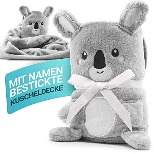Babykajo Babydecke – 2in1 Kuscheldecke Wird zusammengerollt zum Kuscheltier – Perfektes Baby Geschenk zur Geburt für Jungen und Mädchen! Babydecke personalisiert.