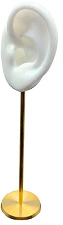 Baoblaze Earring Display Stand, Ear Shaped Stud Holder Round Base Earring Holder Silicone Earrings Organizer for Birthday Girls Women Wedding Decor, White Left