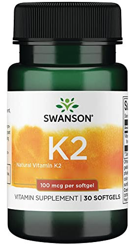 Swanson, Vitamine K2 (Ménaquinone MK-7), 100mcg, 30 Capsules molles, Haute Dosé, Sans Soja, Sans Gluten, Sans OGM