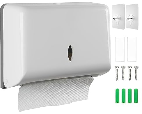 Dispenser di Asciugamani di Carta: YIDM Dispenser di Carta Non Perforata Montato A Parete Per Asciugamani di Carta Piegati A C, Z O A Fisarmonica, 250-400 Asciugamani di Carta, Bianco