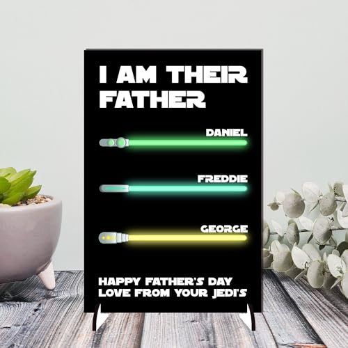 Personalised 'I Am Their Father' Plaque - Customised Gift for Dad - Perfect for Father's Day, Birthday, Christmas or Just Because He's The Best Dad... (3 Children, Mdf Wood Indoor Use Only)