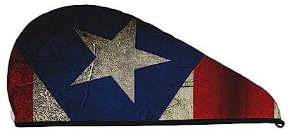OPSREY Puerto Rico Flag Print Dry Hair Cap Hair Hat with Button Absorbent Quick Dry Hair Turban for Unisex Black, Schwarz , Einheitsgröße