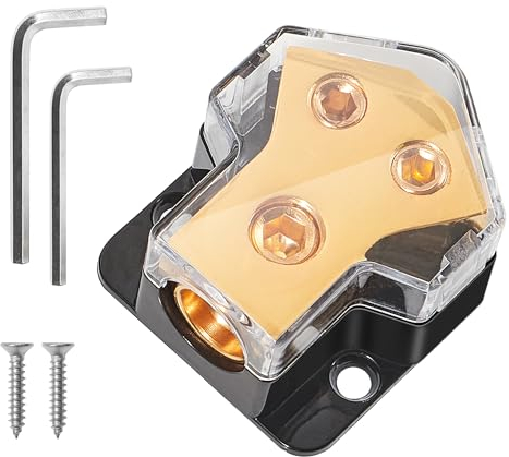 RED WOLF 2-Wege Verteilerblock Power Distribution Block für Kfz Boot Audio Stereo Verstärker Stromverteilerblock 1 In 2 Out Block Splitter