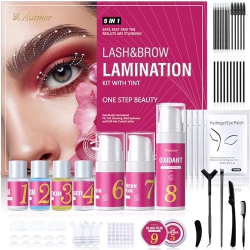 Wimpernlifting Set und Augenbrauen Lifting Set mit Schwarz und Dunkelbraun, Lash Lifting Set und Brow Lifting Set Hält 6-8 Wochen, for Trendy Fuller Brows & Curler Eyelashes, Salon & Home Use