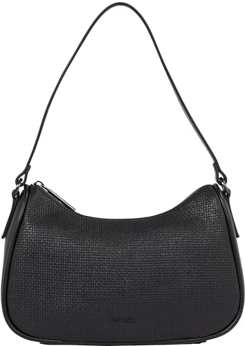 Calvin Klein Damen Schultertasche Refine Shoulder Bag mit Reißverschluss, Schwarz (Ck Black Textured), Einheitsgröße