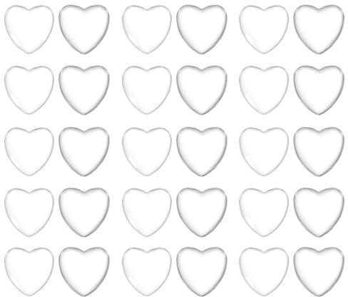 PATIKIL Transparent Verre Cabochons, 50pcs 25x25mm Cœur Forme Verre Dôme Carreaux pour Photo Pendentif Bijoux Fabrication, Clair