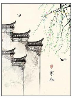HLSHOE Chinesische Architektur Aquarell Leinwand Kunst Malerei Nordic Landschaft Poster Drucken Wand Bild Japanische Koreanische Hause Dekoration (Color : Chinese Eaves C, Size : 40x50cm No Frame)