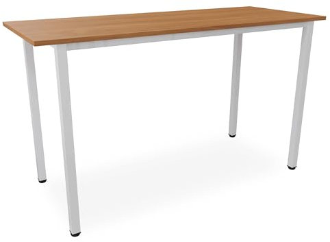 Stehtisch Büro-Besprechungstisch Metallgestell grau, Beine quadratisch, Steh-Arbeitstisch Gesamthöhe 112,5 cm, Pausentisch Empfangstisch hauseigene Fertigung, Workstation (Buche, 200 x 80 cm)