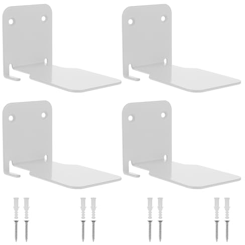 LDHHYH 4 Stück Unsichtbares Bücherregal Wand, Schwebendes Bücherregal Wand, Unsichtbares Bücherregal Weiß, Metall Schwebendes Bücherregal Unsichtbar für Büro Schlaf- & Wohnzimmer