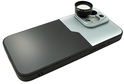 SYSTEM-S Zoom Lente 3X Tele Obiettivo 37mm Filtro con Custodia per iPhone 15 Pro Max in Nero Grigio