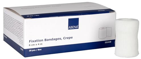 ABENA Mullbinden 6cm x 4m – 20 Stück, Krepp, Elastische Binde aus Verbandsmaterial, luftdurchlässige und hautfreundliche Bandage – ideal zur Fixierung bei Wundpflege, Sport & Alltag