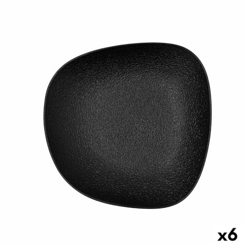Bidasoa Plato Hondo Fosil Negro Cerámica Cuadrado 21,9 x 21,7 x 4,8 cm (6 Unidades)