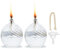 SUPERFINDINGS 2 ensembles de lampes à huile en verre clair 3.8x3.1 pouces Lampes à huile rustiques Lanternes Escape Room Lampes à huile Lampes à kérosène avec mèche en coton