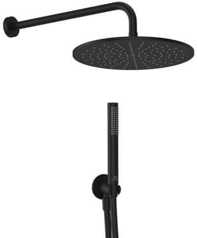 Ideal Standard BD825AA Idealrain Armaturen-Paket Komplett-Set Duschset, Regenbrause Duschbrause Duschkopf Stab-Handbrause, Wassersparend, Schwarz (Silk Black)