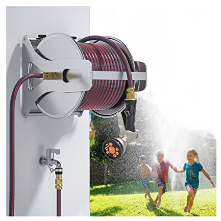 An Der Wand Montierter Gartenschlauchaufroller, Hochleistungs-Schlauchaufrollerwagen, Aufbewahrung Von Schläuchen Im Freien (65.6ft/20m)