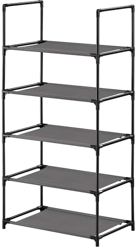 edihome, Zapatero Estrecho, 5 Niveles, (28 x 45 x 89 cm), Organizador Zapatos, Zapateros Estrechos y Altos, de Plastico, Vertical, Estanteria, Show Rack, Sapateira (5 Baldas)
