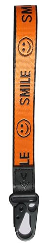 TOOLIN Hand Handgelenk Lanyard für Schlüssel, Cool Handgelenk Lanyard Strap mit echtem Leder, Schlüsselanhänger Halter für Frauen/Männer (Lächeln-orange)